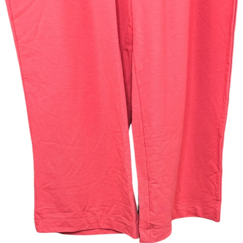 Denim & Co.‎ Active French Terry Wide Leg Crop Pant Deep Papaya Large PETITE